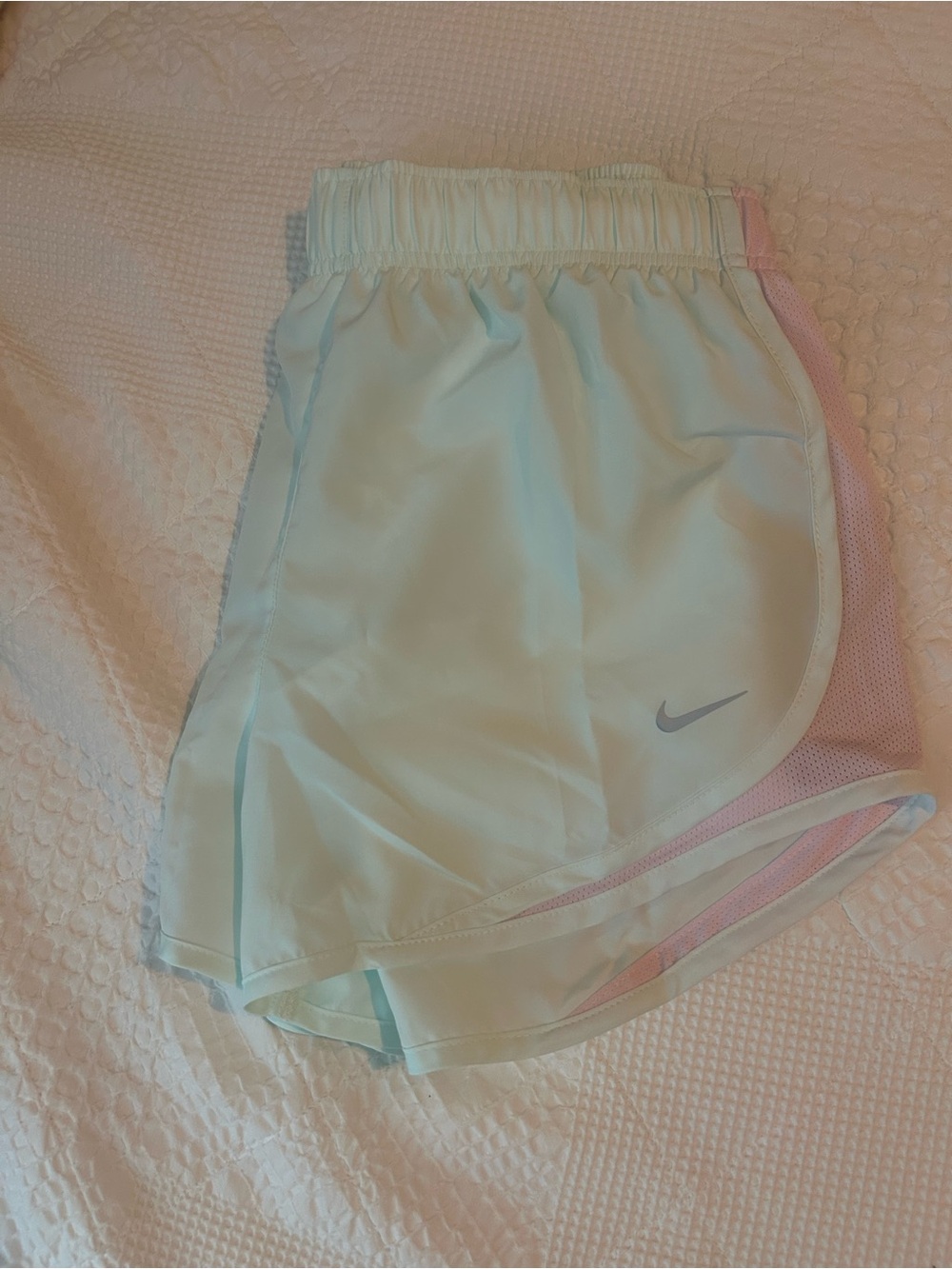 Nike Women’s Light Aqua Athletic Shorts with Pink Side Panels